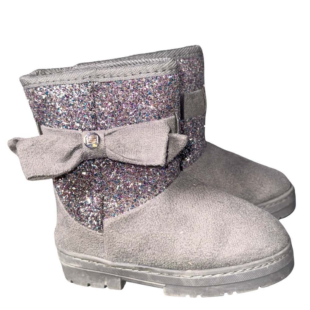 Bebe Girls Glitter Bow Winter Boots Size 8